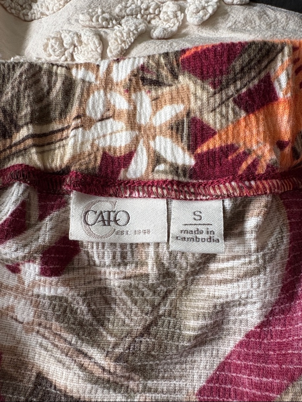 Cato Floral & Animal Print Maxi Skirt in Burgundy, Orange, Cream - Picture 2 of 6